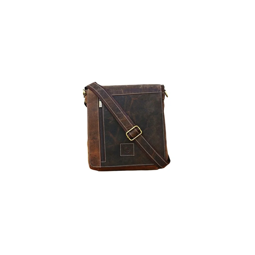 Urban Dezire Brown Distressed Leather Messenger Bag Crossbody‎